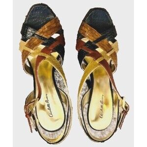 Charlotte Russe NEW Strappy High Heel Multi-Color Snake Print Peep Toe Sandals 8